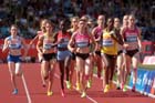 Laura Weightman (GB) up with the leaders in the 1500 metres at the IAAF Diamond League, Birmingham.